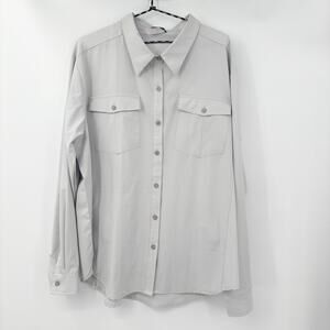 Men’s XXL Grey Fishing Shirt Button Down Vented Back Hiking Outdoor Travel Top